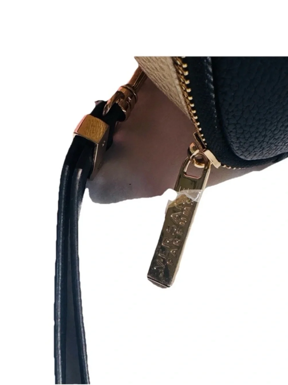 New Versace Parfums Black Gold Medusa Cosmetic Bag Wristlet Travel Case with Box